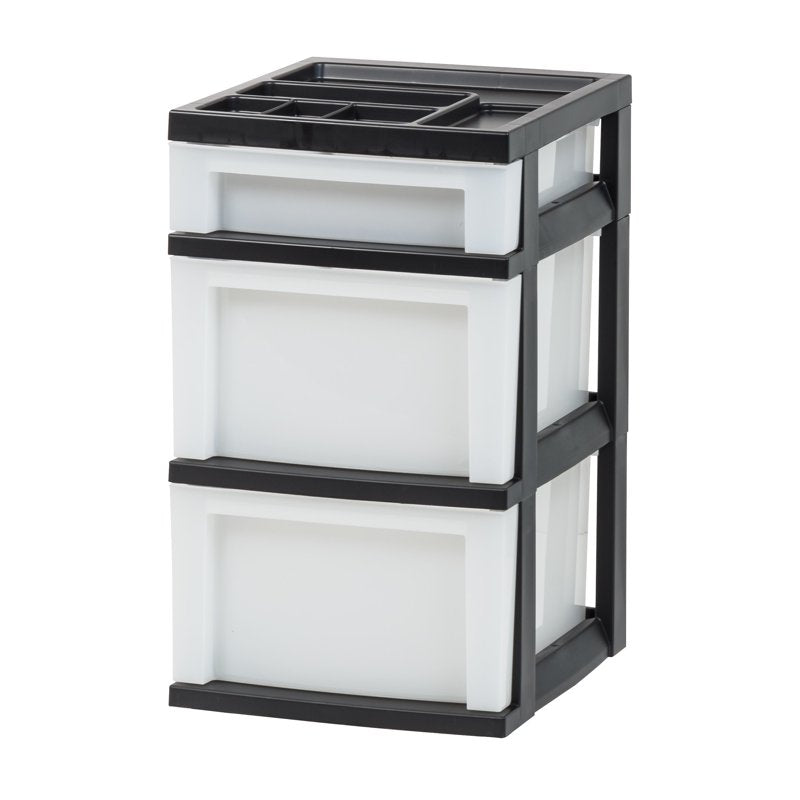 Multi-Purpose Plastic Storage Drawers with Top Organizer - Classroom, Craft, Office Use