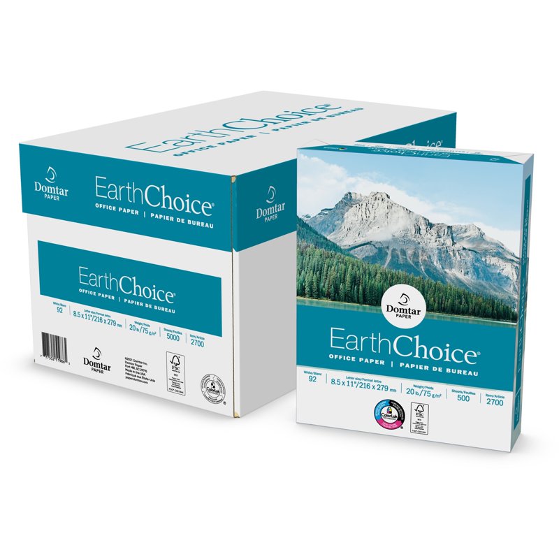 EarthChoice 92 Bright 20 lb Copy & Office Paper - 8.5 x 11 White, 500 Sheets
