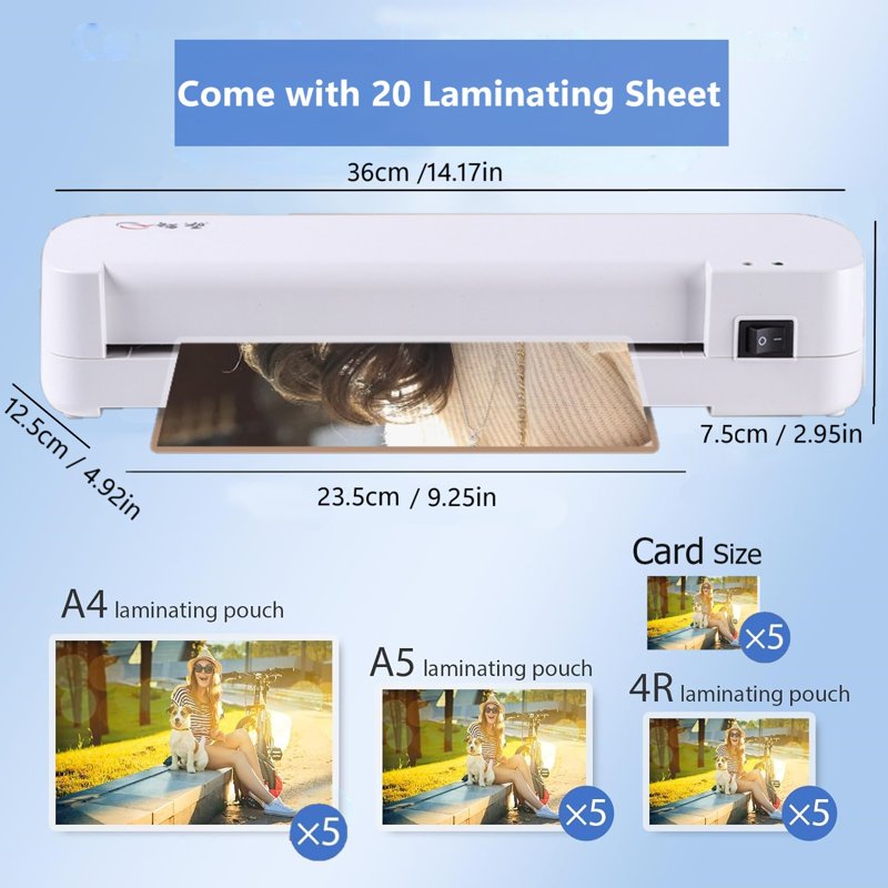 A4 Laminator Machine Hot & Cold Thermal Laminator with Paper Trimmer & Corner Rounder
