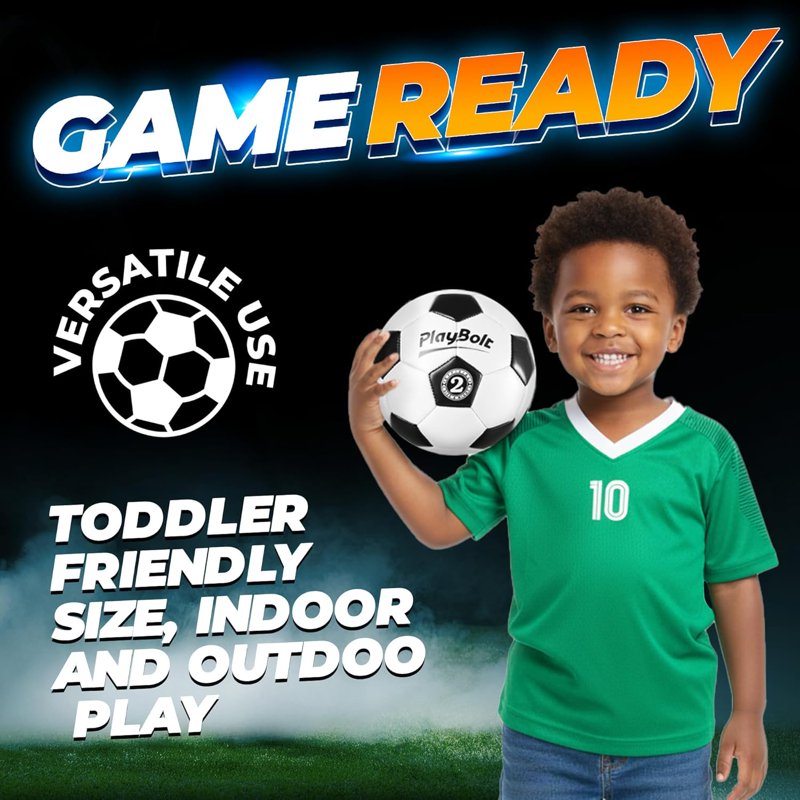 PlayBolt Youth Soccer Ball Size 2 – 4 Pack with Pump for Indoor & Outdoor Play