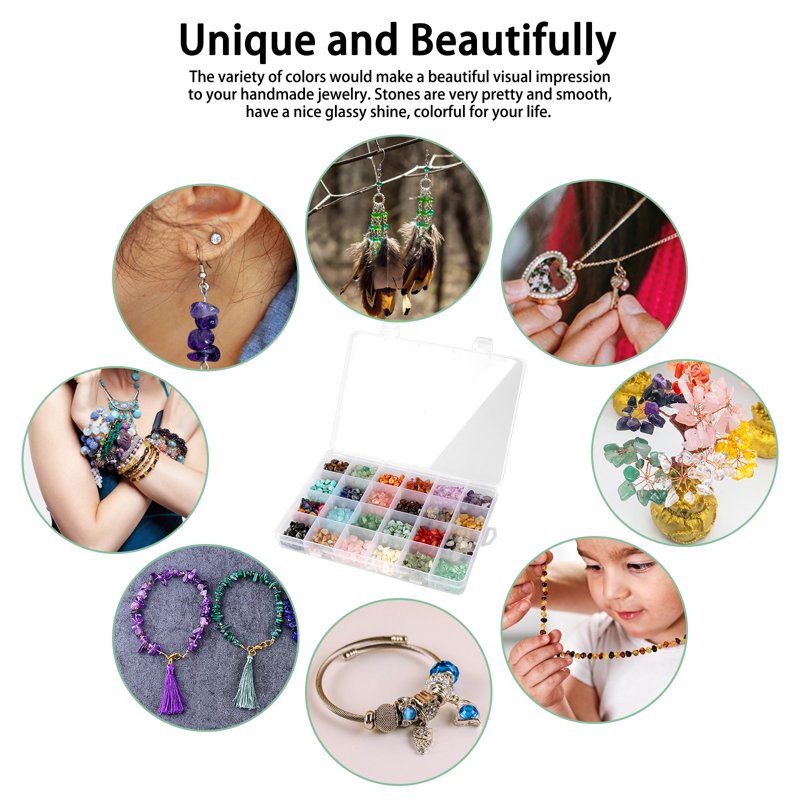 Natural Gemstone Beads 1200pcs Multi-Color Irregular Crushed Crystal Chips for Jewelry DIY Crafts