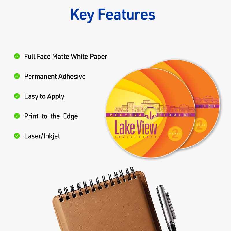 Full-Face CD Labels & Spine Labels Printable Label Set for Media Organization