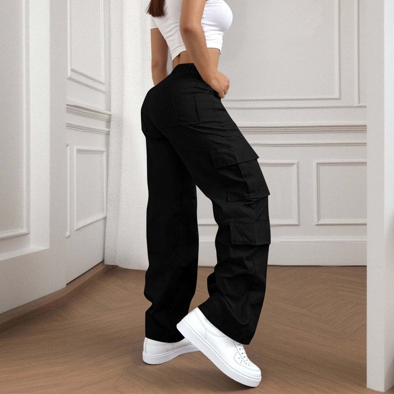 Women’s High Waist Cargo Pants with Pockets for Casual & Outdoor Wear