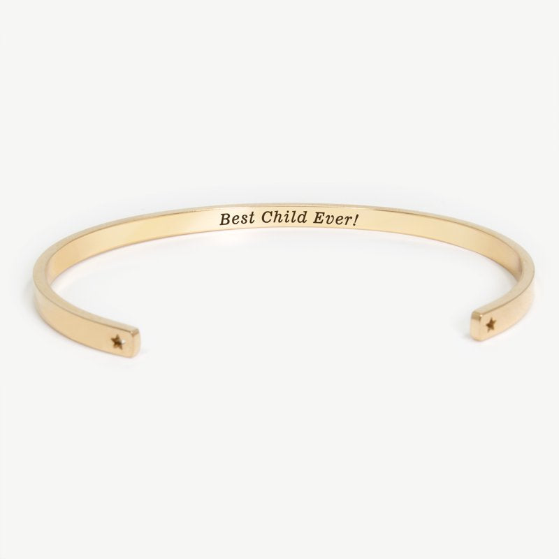 Adjustable Mother's Day Gift Bracelet Set - Heart Vines Icon, Engraved 'Best Child Ever' - Multiple Colors & Styles