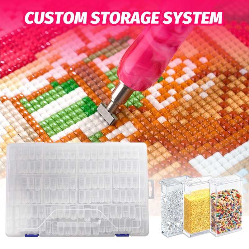 124-Grid Diamond Painting Storage Organizer with Labels - Craft Supplies