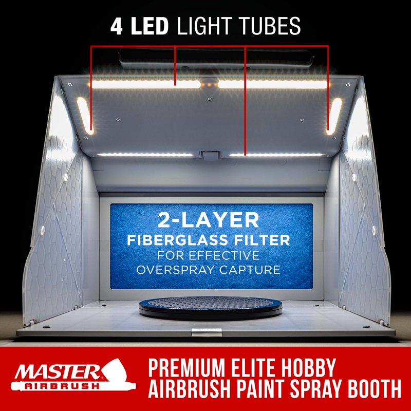 Portable Hobby Airbrush Spray Booth Kit with LED Lights, Turntable & Exhaust Filter