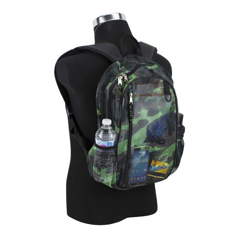 Unisex Active Lifestyle Mesh Backpack with Multiple Compartments - Camouflage & Color Variants