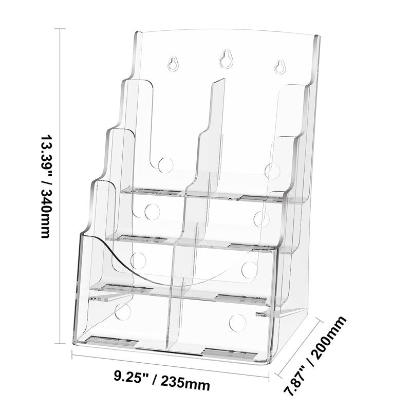 Acrylic Brochure Rack 4-Tier Display Stand for Flyers and Booklets