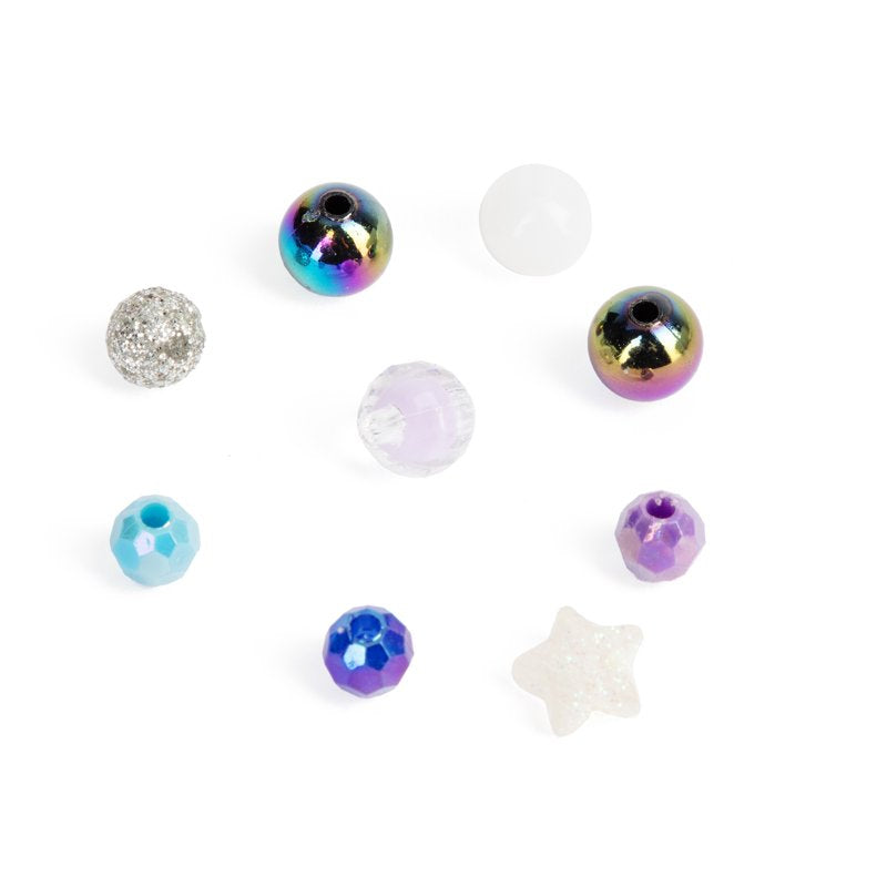 Galaxy Bead Mix for Jewelry Making - Black, Purple, Silver Acrylic, 145g, 500 Pieces