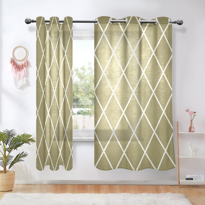 Sheer Curtain Panel Set - Light Filtering Grommet Drapes for Bedroom & Living Room