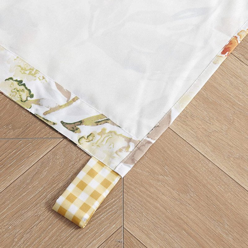 Farmhouse Ruffled Curtain Panels Set of 2 - Sunflower Sun Gingham Linen