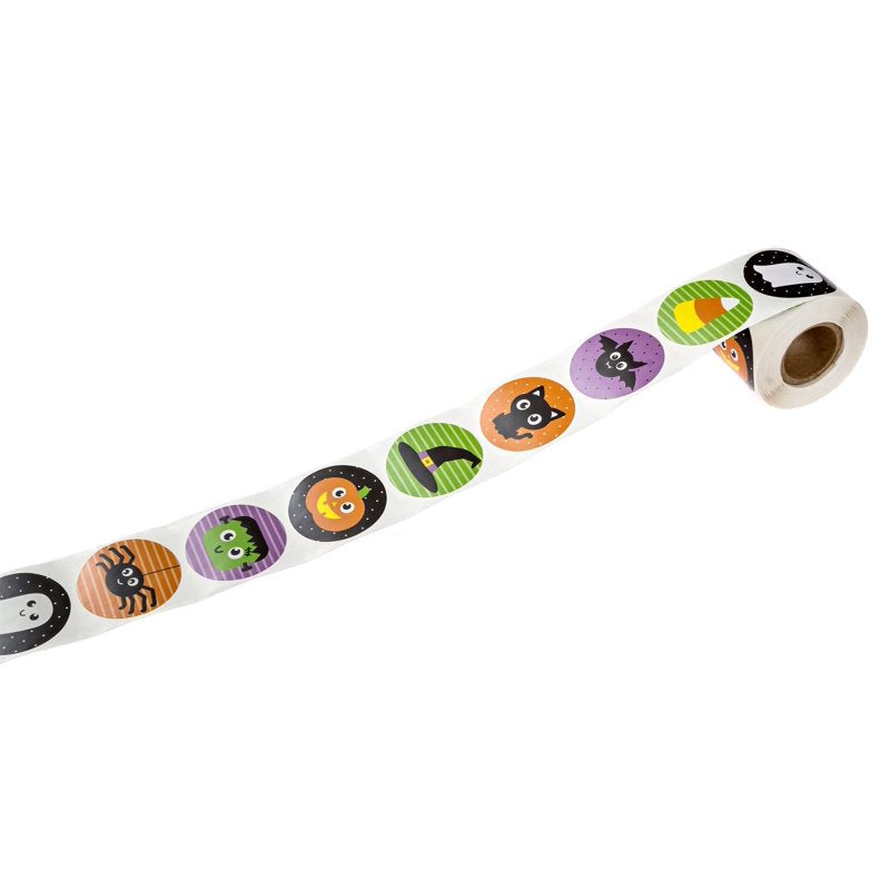 Halloween Character Stickers 250 Round Fall Labels with 8 Designs - 1.5"