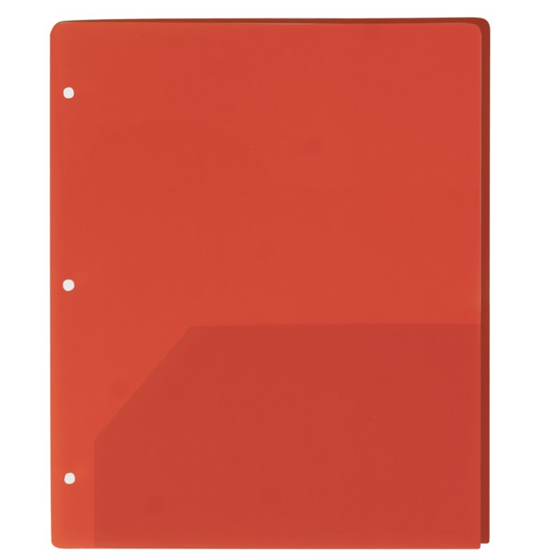 100 Pack Red Two-Pocket Translucent 3-Ring Hole Punch Folders - 11.5 x 9.5 in