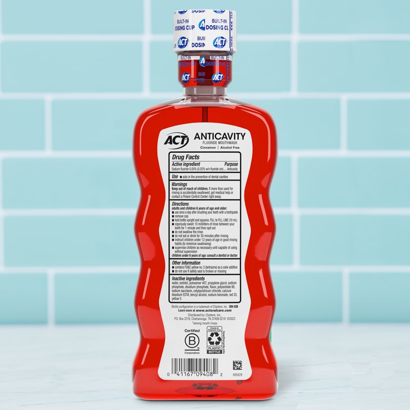ACT Anticavity Fluoride Mouthwash - Triple Action Cinnamon, 2 Pack, 36 Fl Oz