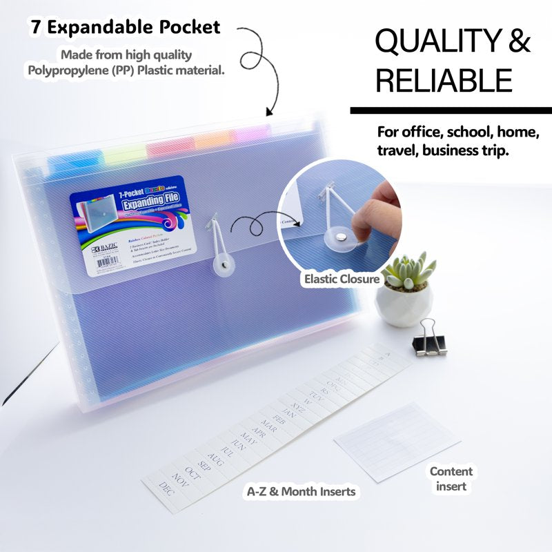 Rainbow 7-Pocket Expanding File Folder with Tabs & Closure - 12 Pack