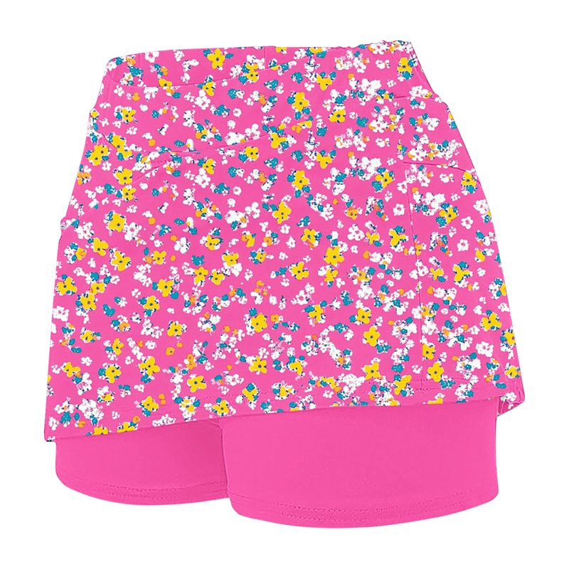 Women's Floral Tennis Skirt High Waist Stretchy Summer Skorts with Inner Shorts