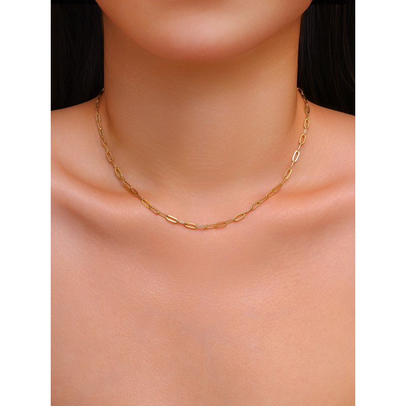 Gold & Silver Paperclip Chain Necklace for Charms - 16 Inch with Extender