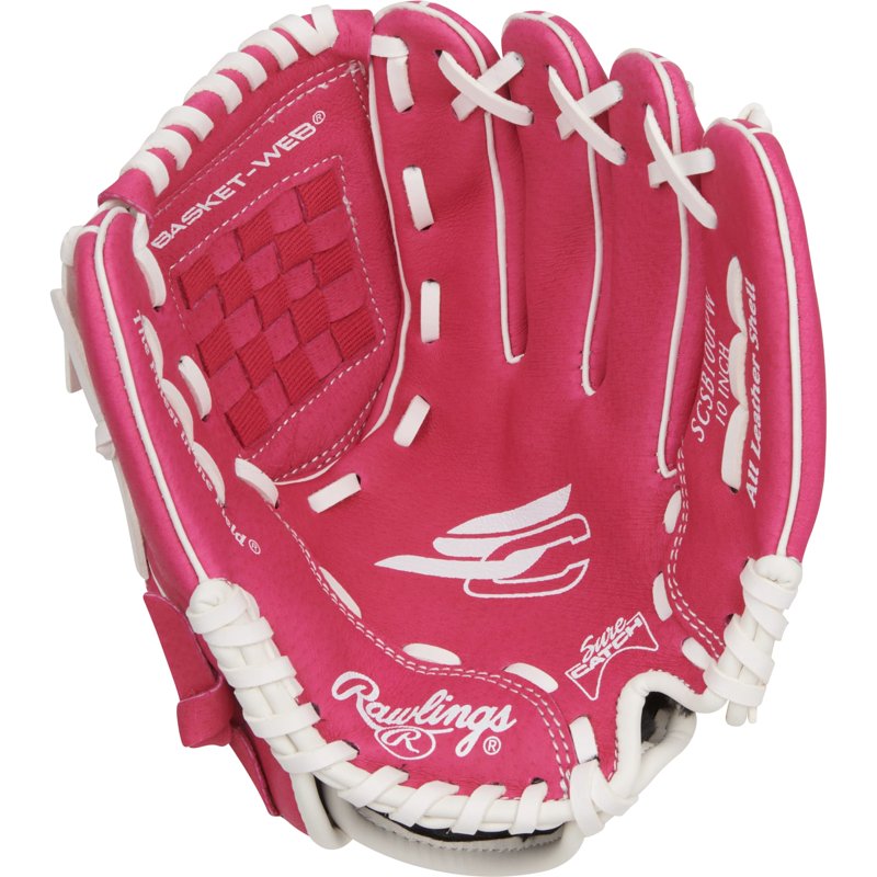 Youth Softball Glove 10-Inch Basket Web for Beginners - All-Leather