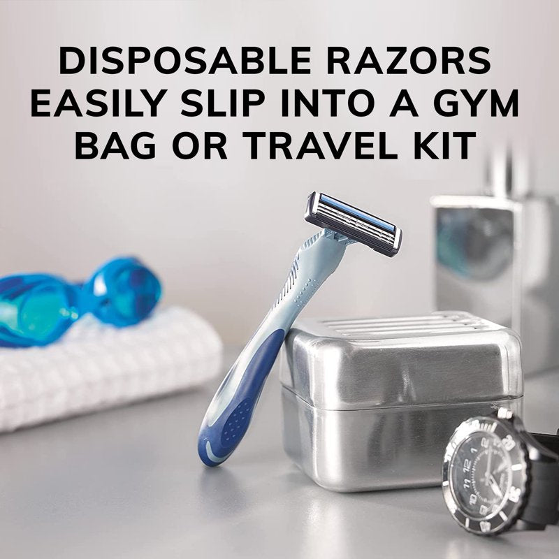 Men's Disposable Razor Set with 3 Blades & Aloe Lubricating Strip - 4 Pack