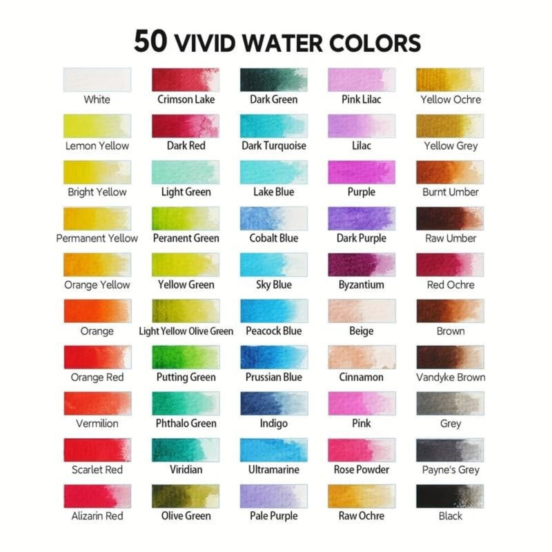 Watercolor Paint Set with 50 Colors & Brushes - Portable Art Kit for Beginners & Professionals