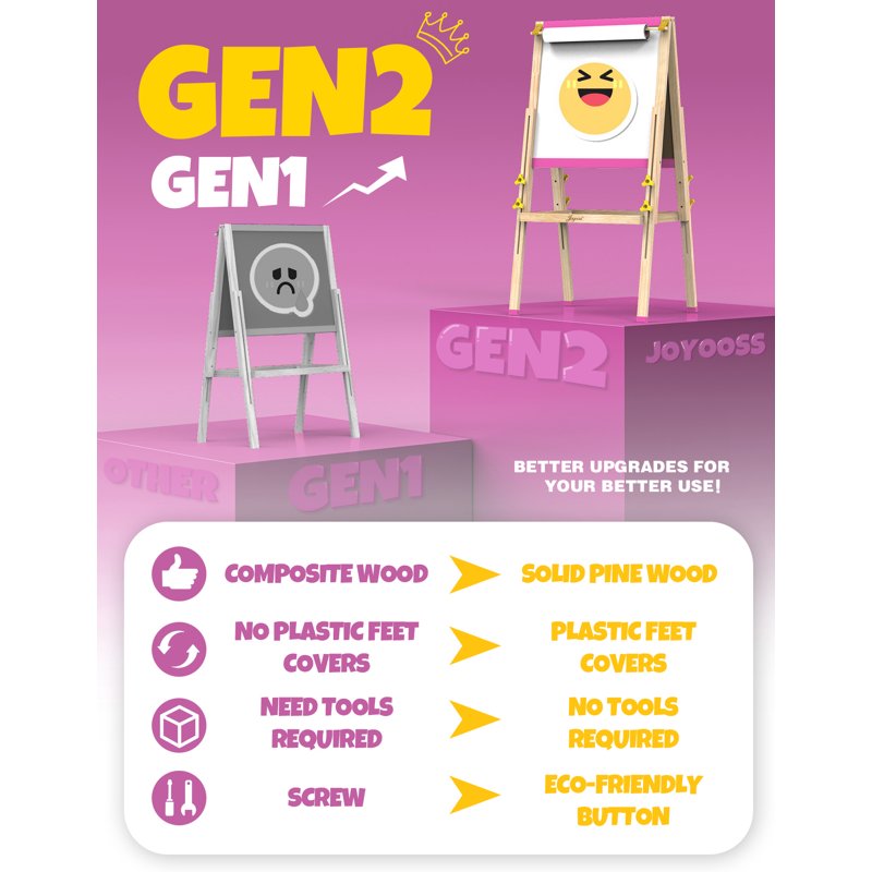 Children's Adjustable Wooden Art Easel with Drawing Paper & Magnetic Letters