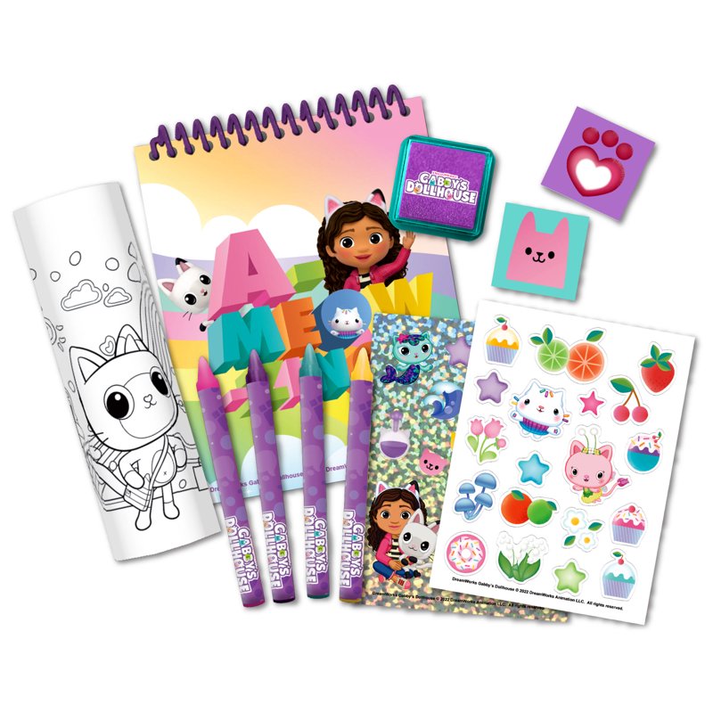 Kids Creativity Set with Gabby's Dollhouse Carrying Case - Art & Sticker Kit for Ages 3+