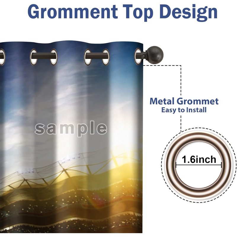 Blackout Striped Curtains for Bedroom Living Room - Grommet Window Drapes, Neutral Colors, 42x63 inches, Pack of 2