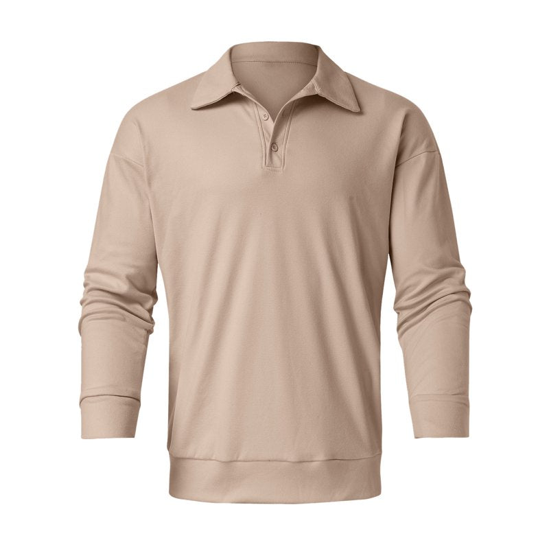 Men's Long Sleeve Polo Shirt - Soft Cotton Collared Casual Top