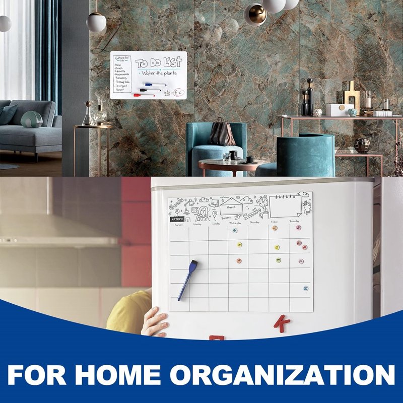 Magnetic Dry Erase Whiteboard for Refrigerator 18x12 Inch, Stain-Resistant Whiteboard Sheet for Kitchen & Office
