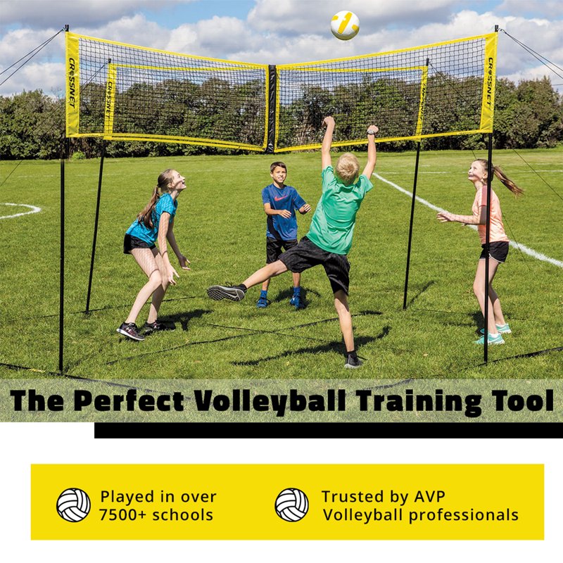 Portable Volleyball & Four Square Game Set with Carrying Backpack