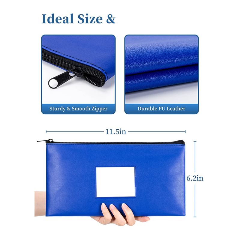 10-Pack Leather Money Deposit Bags with Zipper - Cash, Coins, Organizer