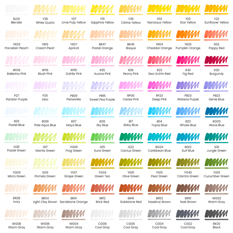 Arteza EverBlend 72-Count Art Markers Dual Tip Chisel & Brush