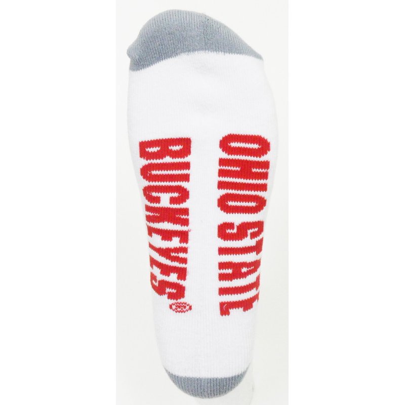 Ohio State Buckeyes White Quarter Gray Heel Toe Socks - NCAA Licensed, Unisex, Crew Length