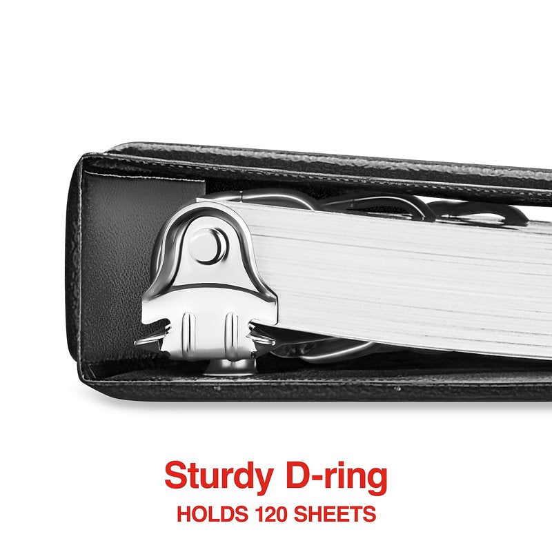 1/2-Inch 3-Ring View Binder for Documents - Black, Holds 120 Sheets