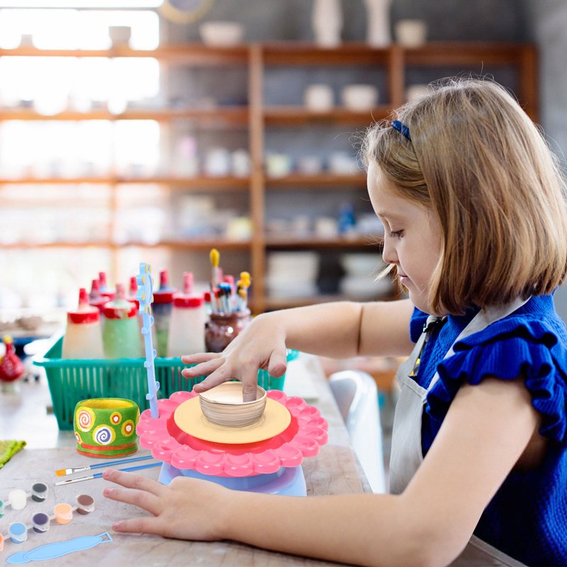 Kids Pottery Wheel Kit - Art Supplies for Ages 8+ with Clay & Paint