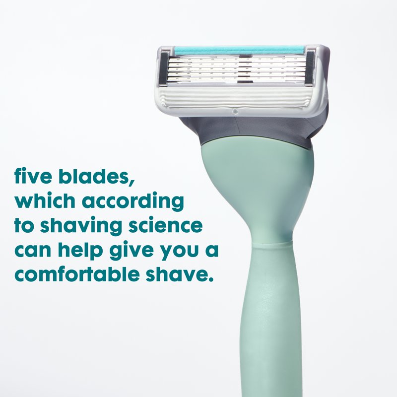 Women’s 5-Blade Razor with Non-Slip Handle & Refills - Teal, Purple, Pink