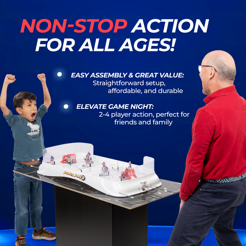 Power Play 2 Table Hockey Game - 36 x 17 Inches, Multi-Player Arcade Fun