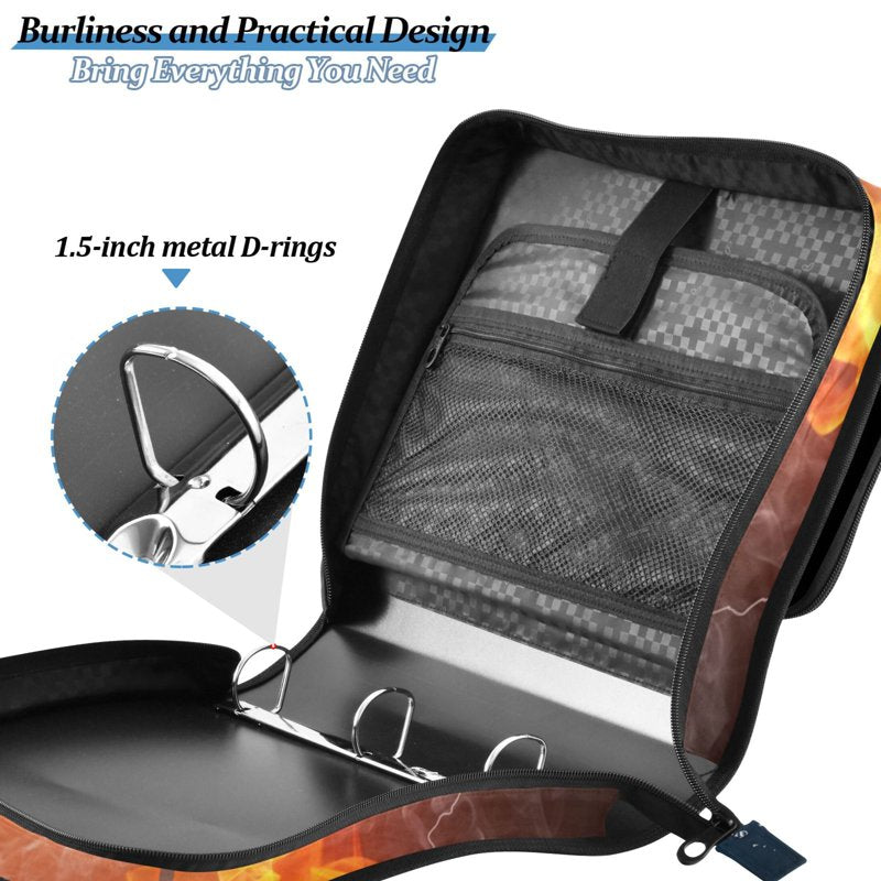 Zipper Binder Folder with Multiple Pockets and 3-Ring File Storage