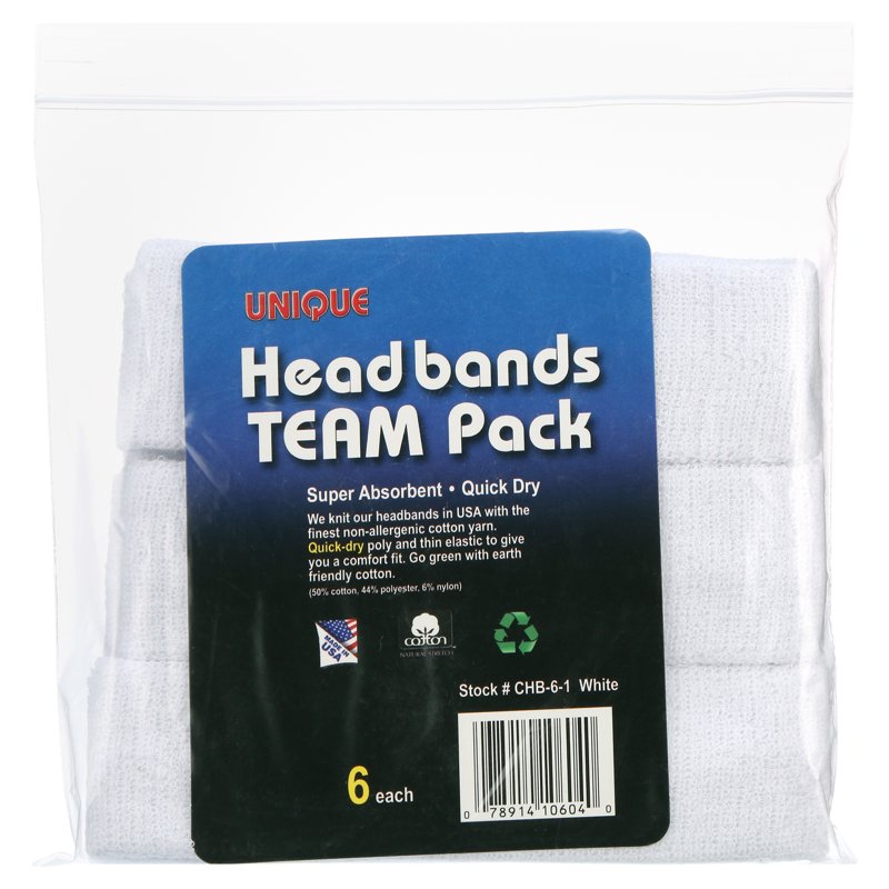 Sports Headbands Pack of 6 - Comfortable Sweatbands for All Sports