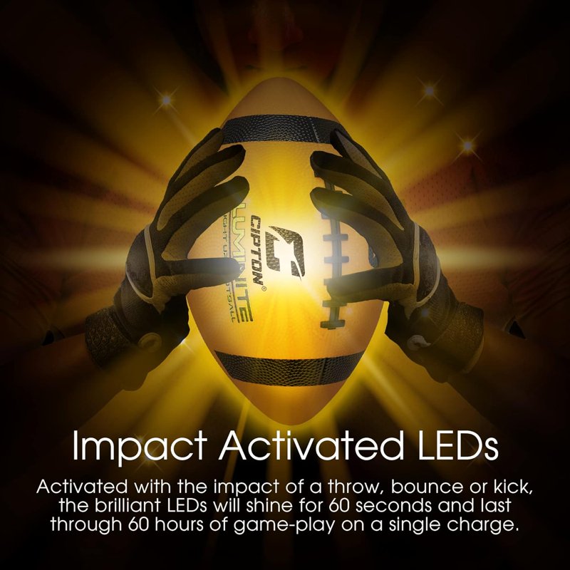 LED Light Up Football - Official Size for Night Play & Kids Sports