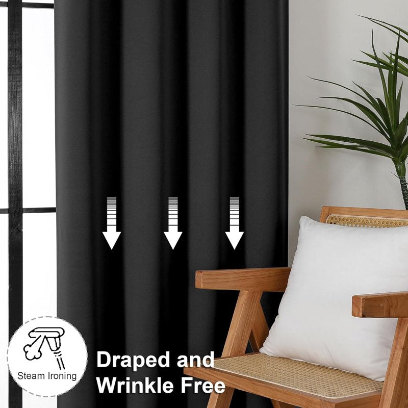 Blackout Curtains 42W x 72L Inches - Room Darkening Window Drapes with Light Blocking Thermal Insulation - 2 Panels