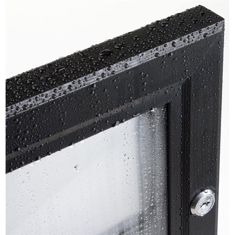 Weather-Resistant Outdoor Indoor Bulletin Board with Locking Door - Aluminum, 27x31 Inches
