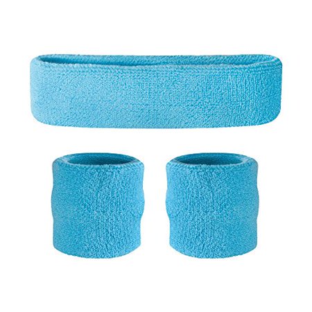 Kids Headband and Wristband Set - Neon Blue, White, Pink & More Colors