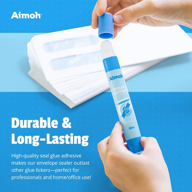 Envelope Moistener with Adhesive - Fast-Drying Clear Glue Stick, 4 Pack