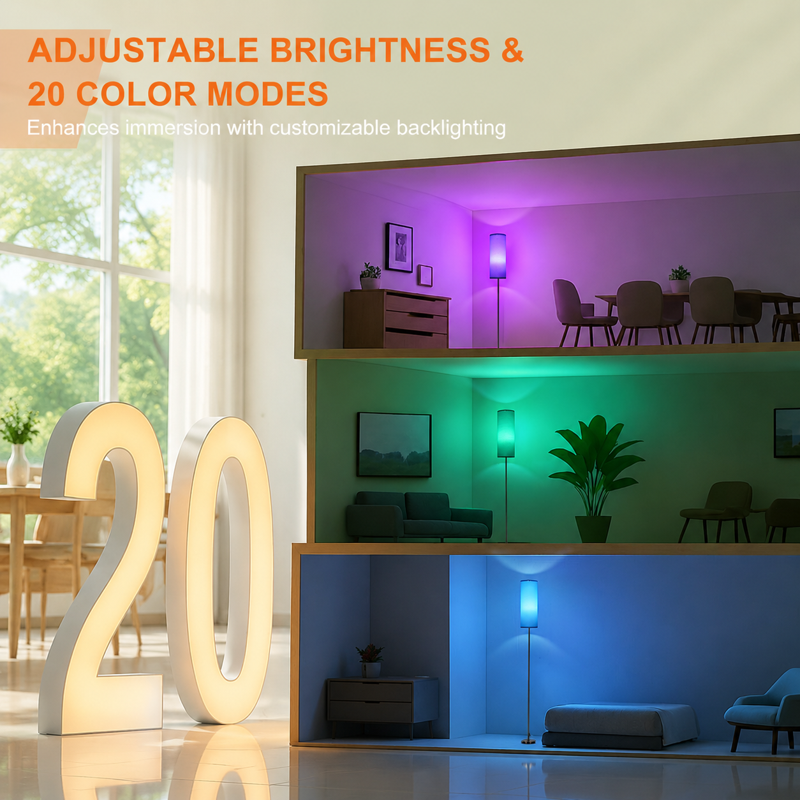 Smart LED Floor Lamp with Music Sync Remote Dimmable RGB Lighting