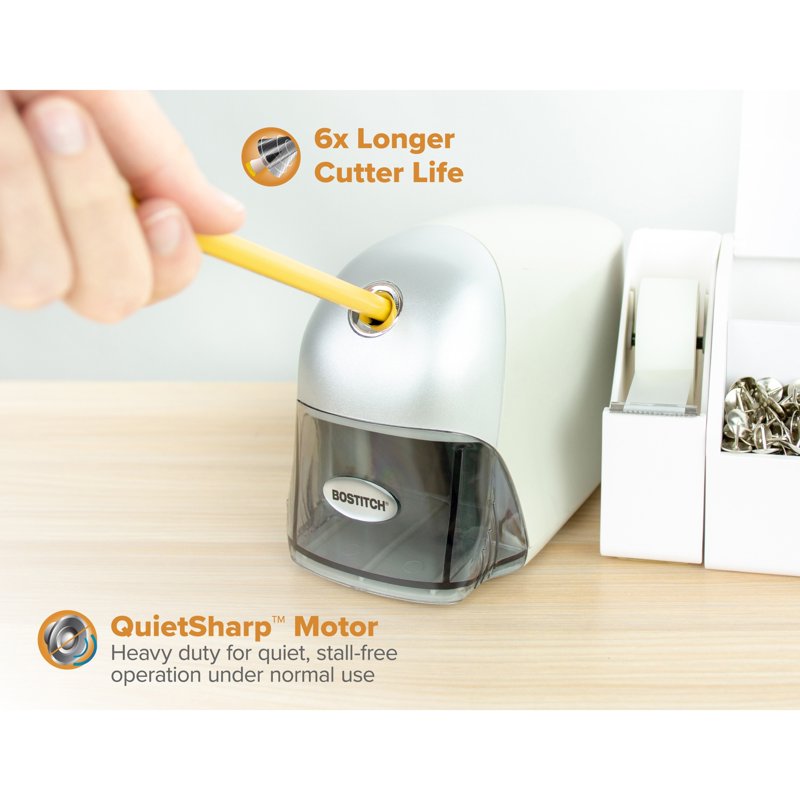 Electric Pencil Sharpener with Tip Saver Technology - QuietSharp Executive Gray