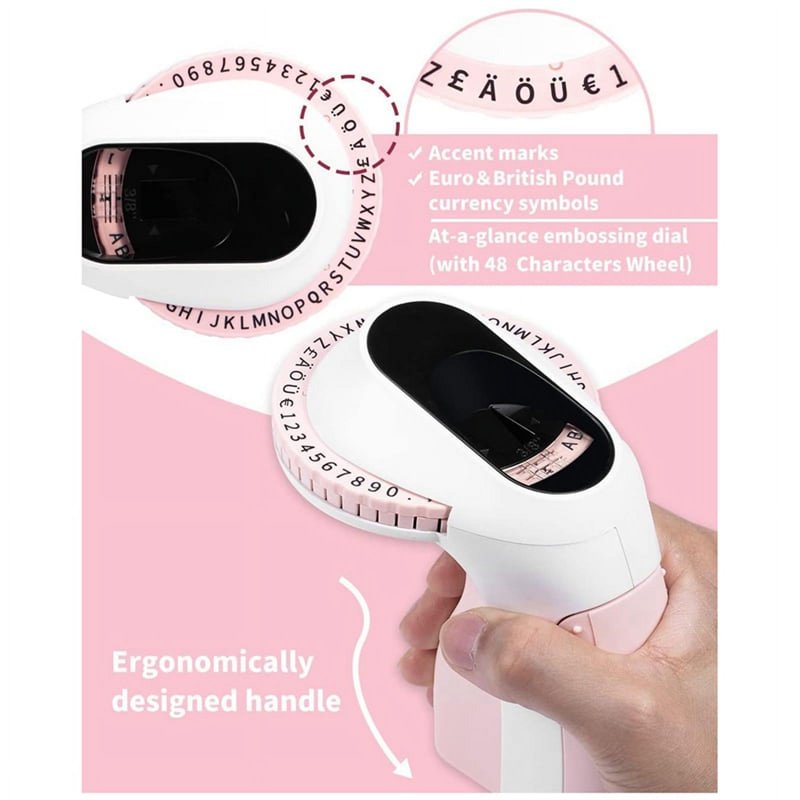 Embossing Label Maker E975 with 6 Tape Rolls - Handheld 3D Emboss Printer, Waterproof & Durable