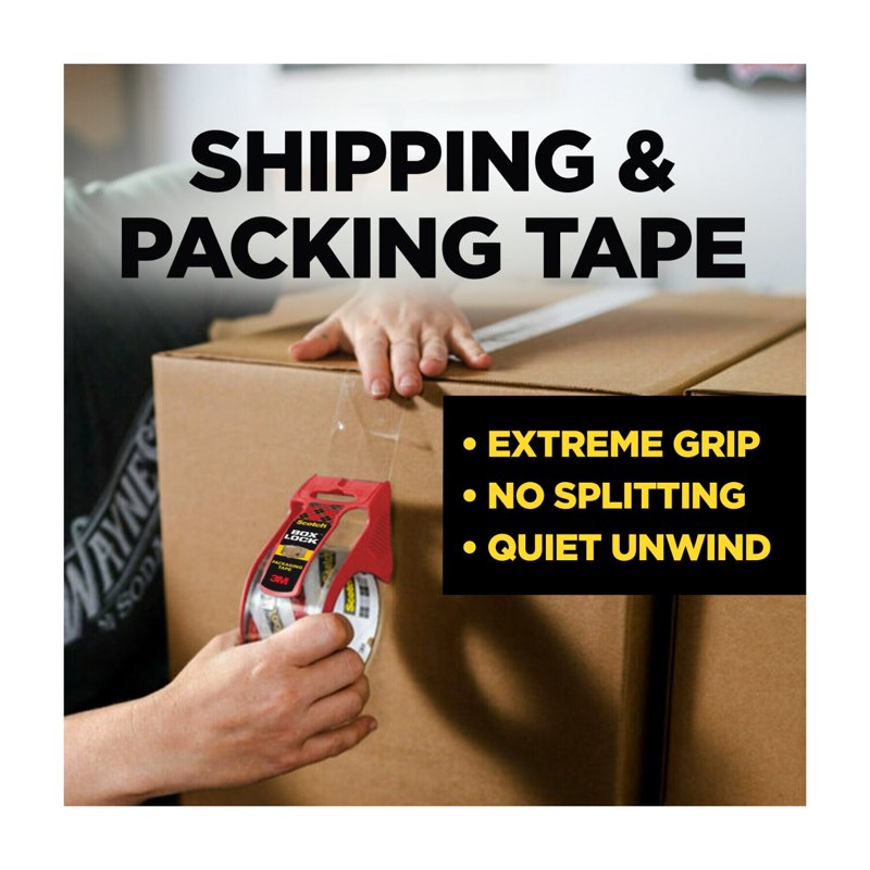 Scotch Box Lock Shipping Tape Refill, Clear, 1.88 in x 54.6 yd, 1 Roll - Single Variation