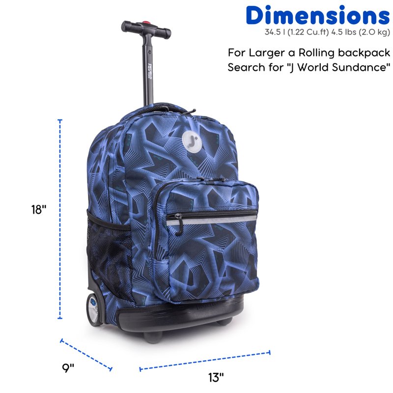 Kids & Adults Sunrise 18-Inch Rolling Backpack for School & Travel