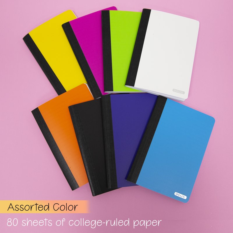 Poly Cover Composition Notebook 80 Sheets Assorted Colors 8-Pack